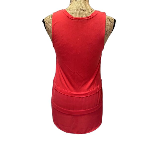 Loft Layered Hem Twofer Tank Top Solid Hot Pink Tiered Barbiecore‎ Size Small - Picture 2 of 4